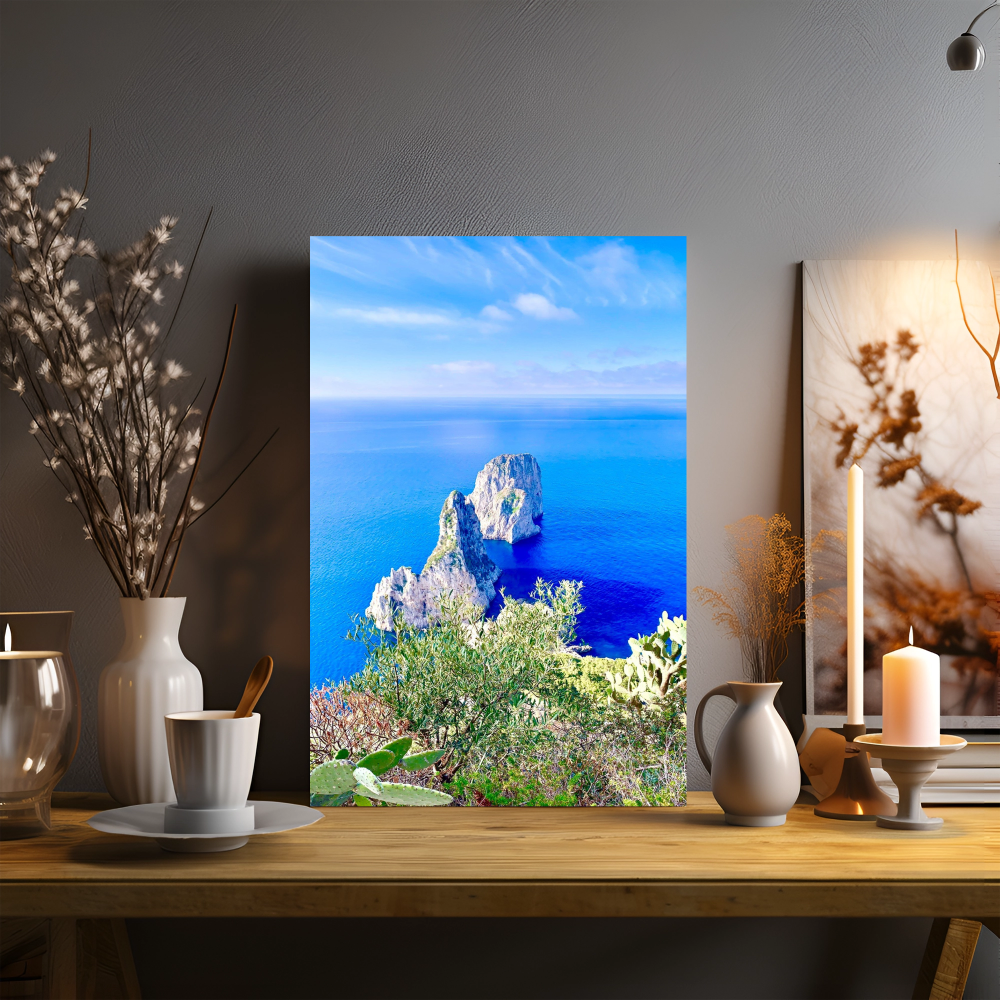 Canvas Faraglioni of Capri from the Tuoro viewpoint in Spring