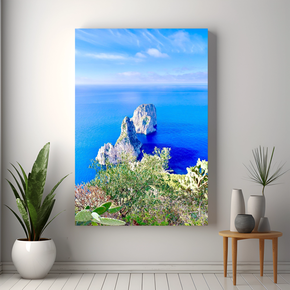 Canvas Faraglioni of Capri from the Tuoro viewpoint in Spring