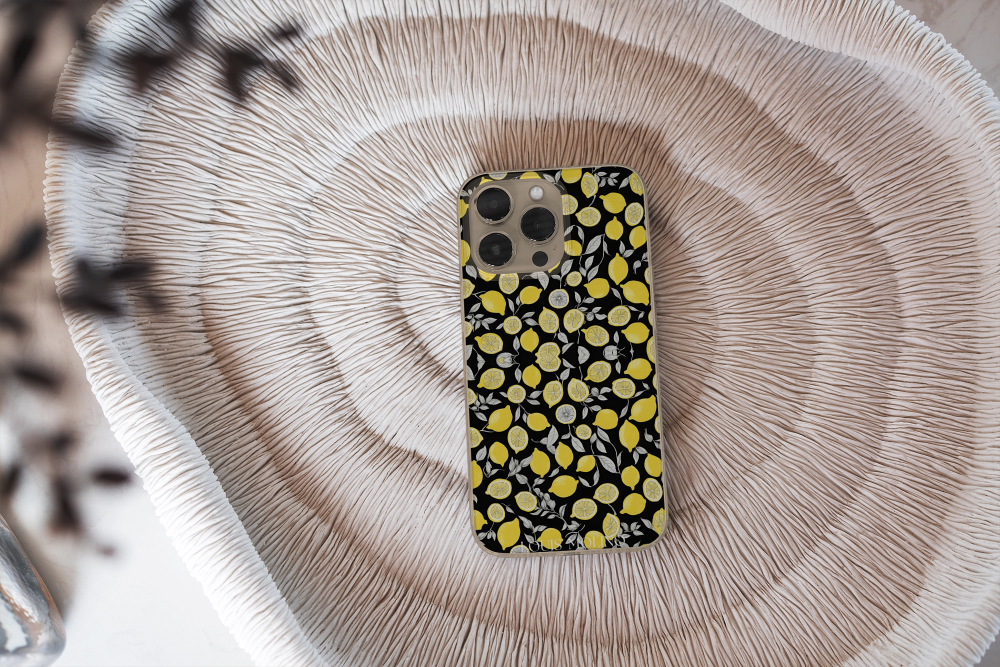 Rubber iPhone Cover Lemon Gray+black Capri