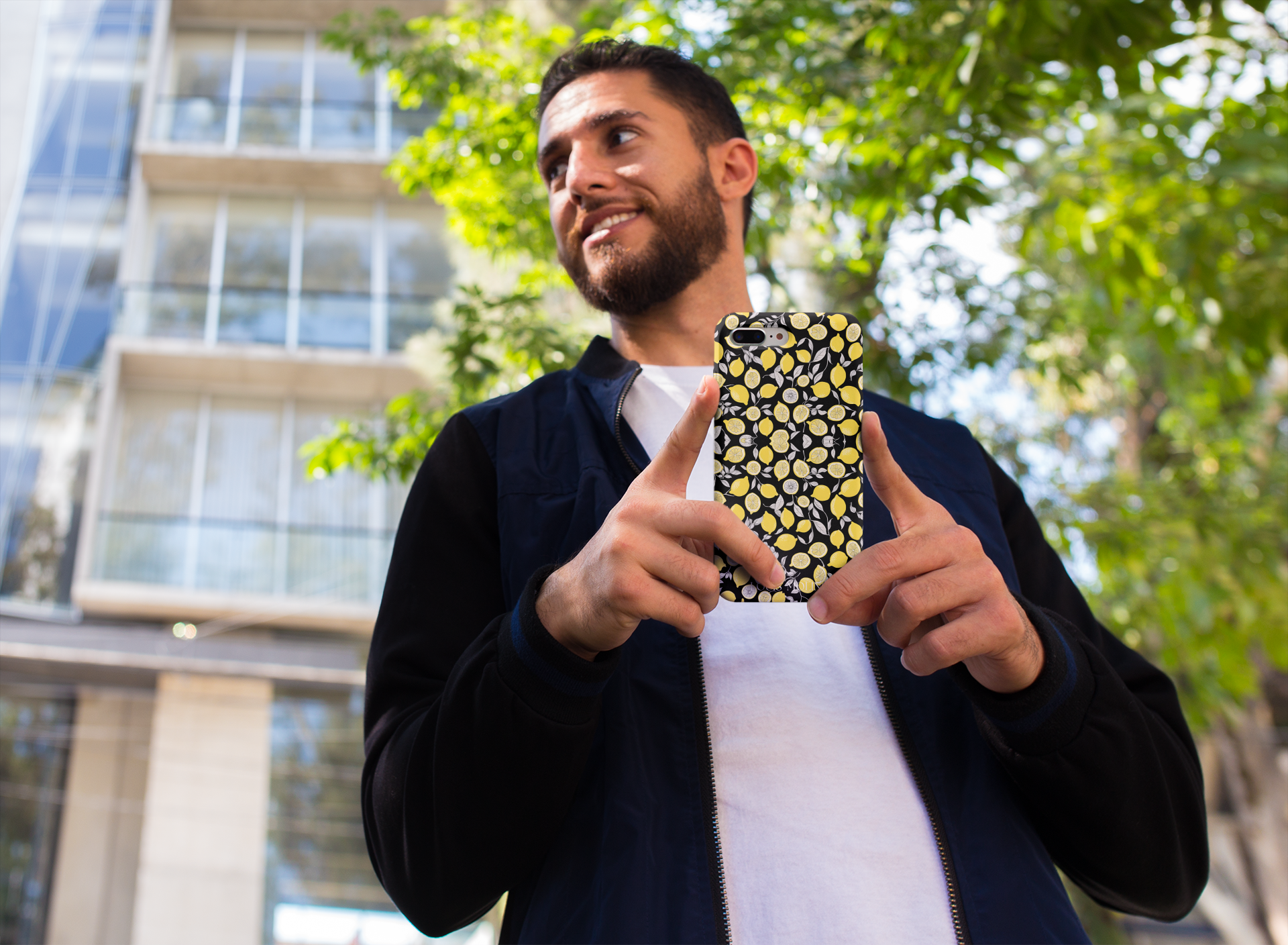 Rubber iPhone Cover Lemon Gray+black Capri
