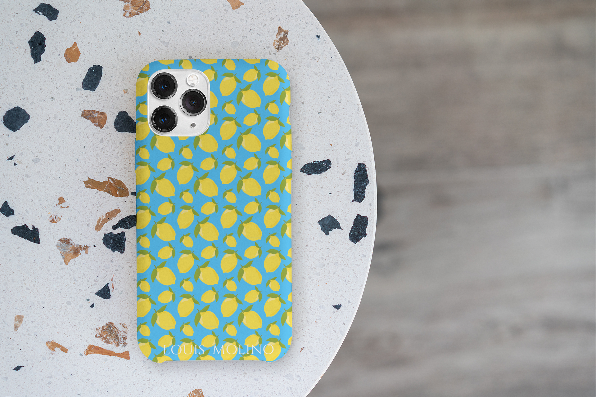 Rubber iPhone Cover LEMON BLUE CAPRI