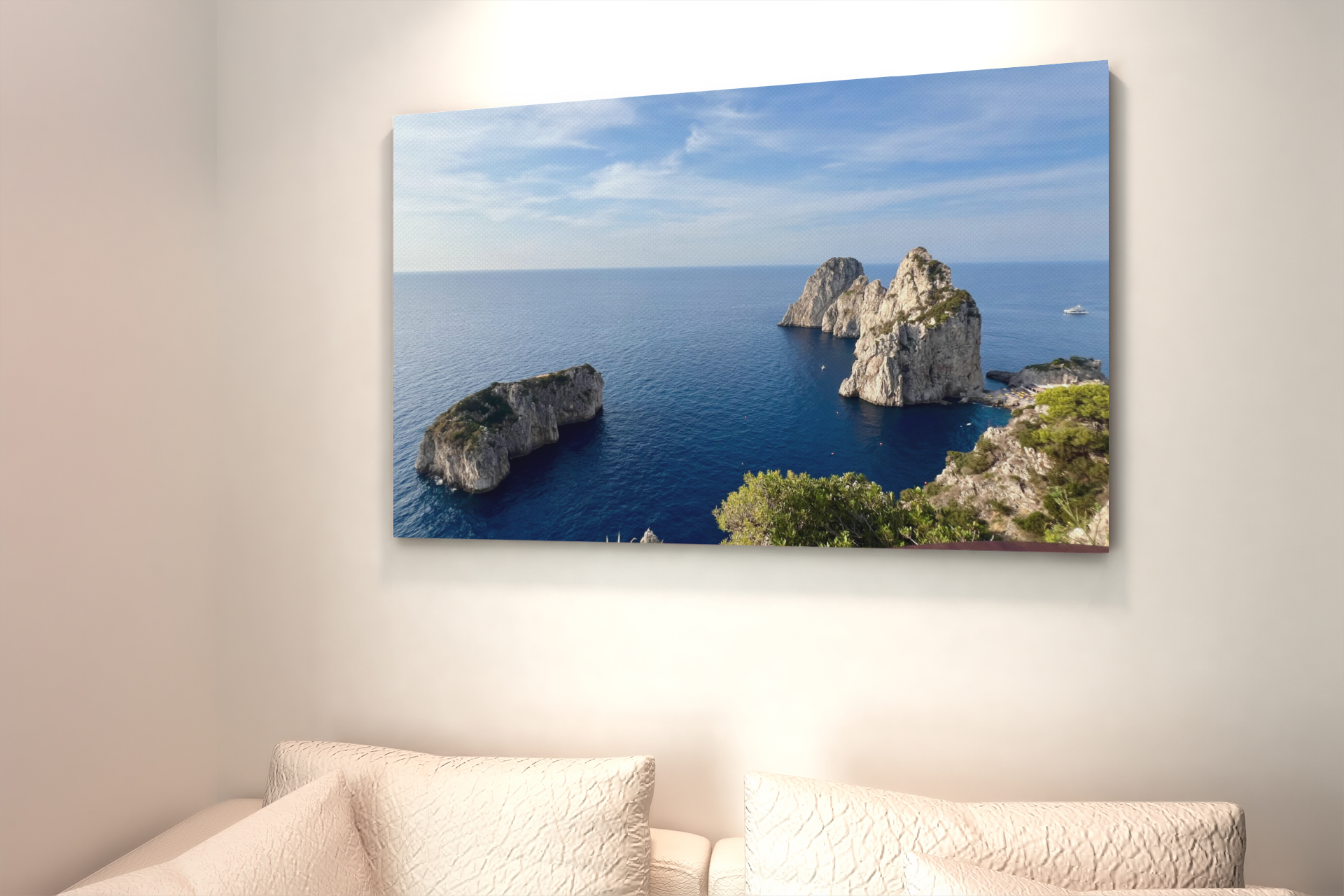 Canvas Faraglioni e Monacone belvedere Capri