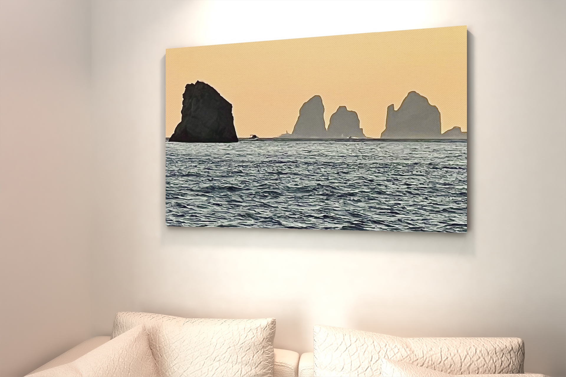 Canvas Profilo dei Faraglioni  di Capri da Punta Campanella