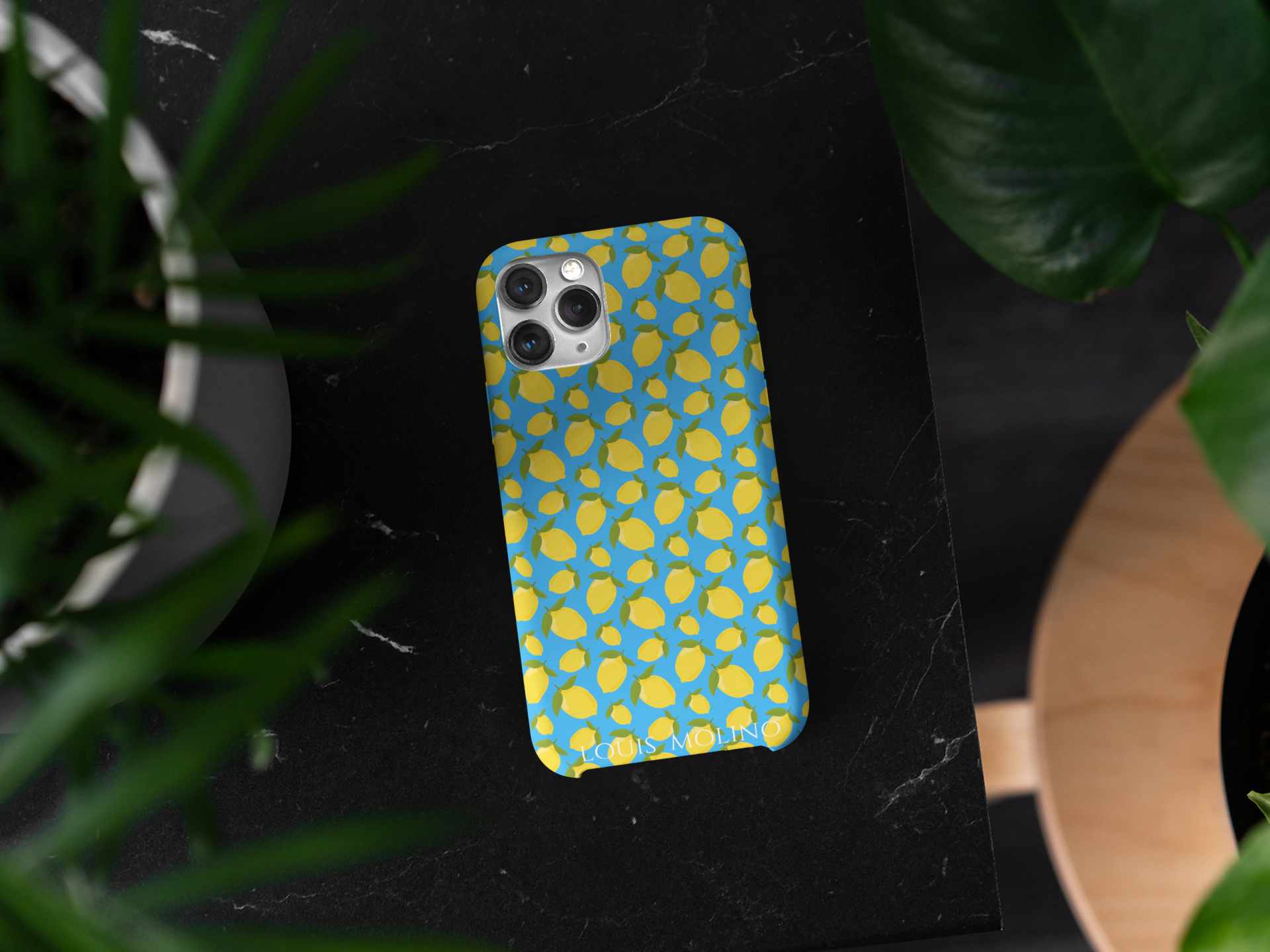 Rubber iPhone Cover LEMON BLUE CAPRI