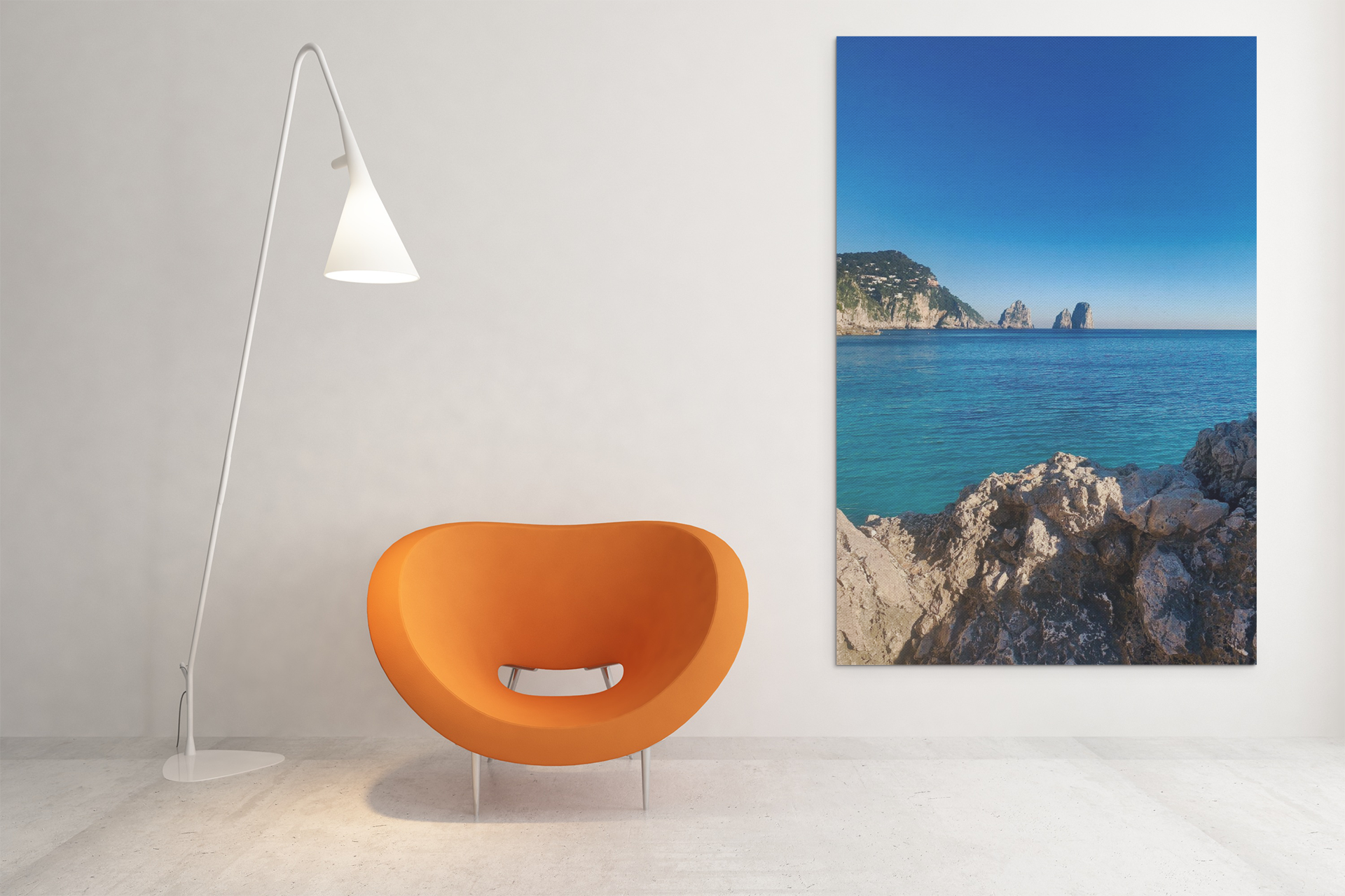 Canvas Faraglioni of Capri solitary in the Blue