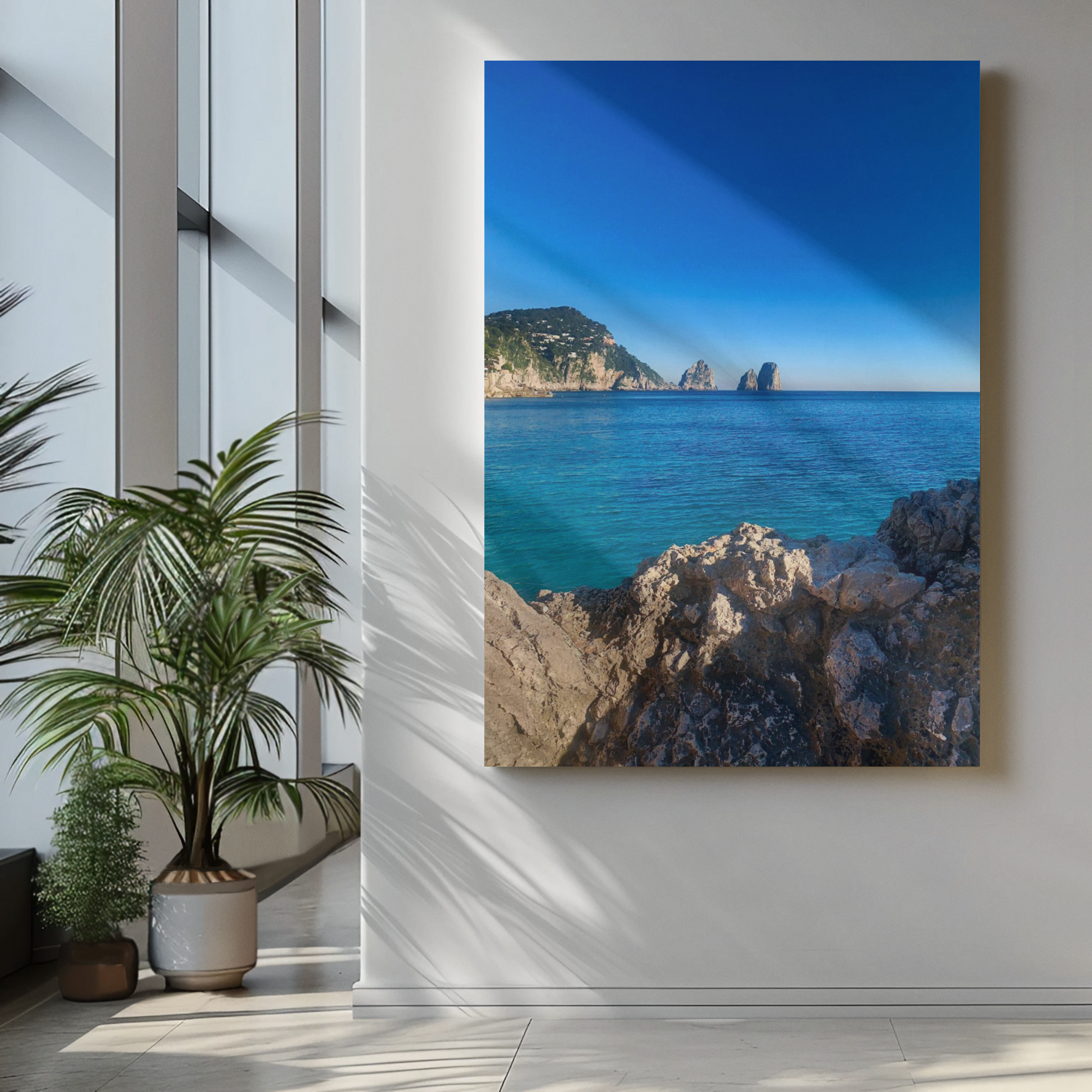 Canvas Faraglioni of Capri solitary in the Blue