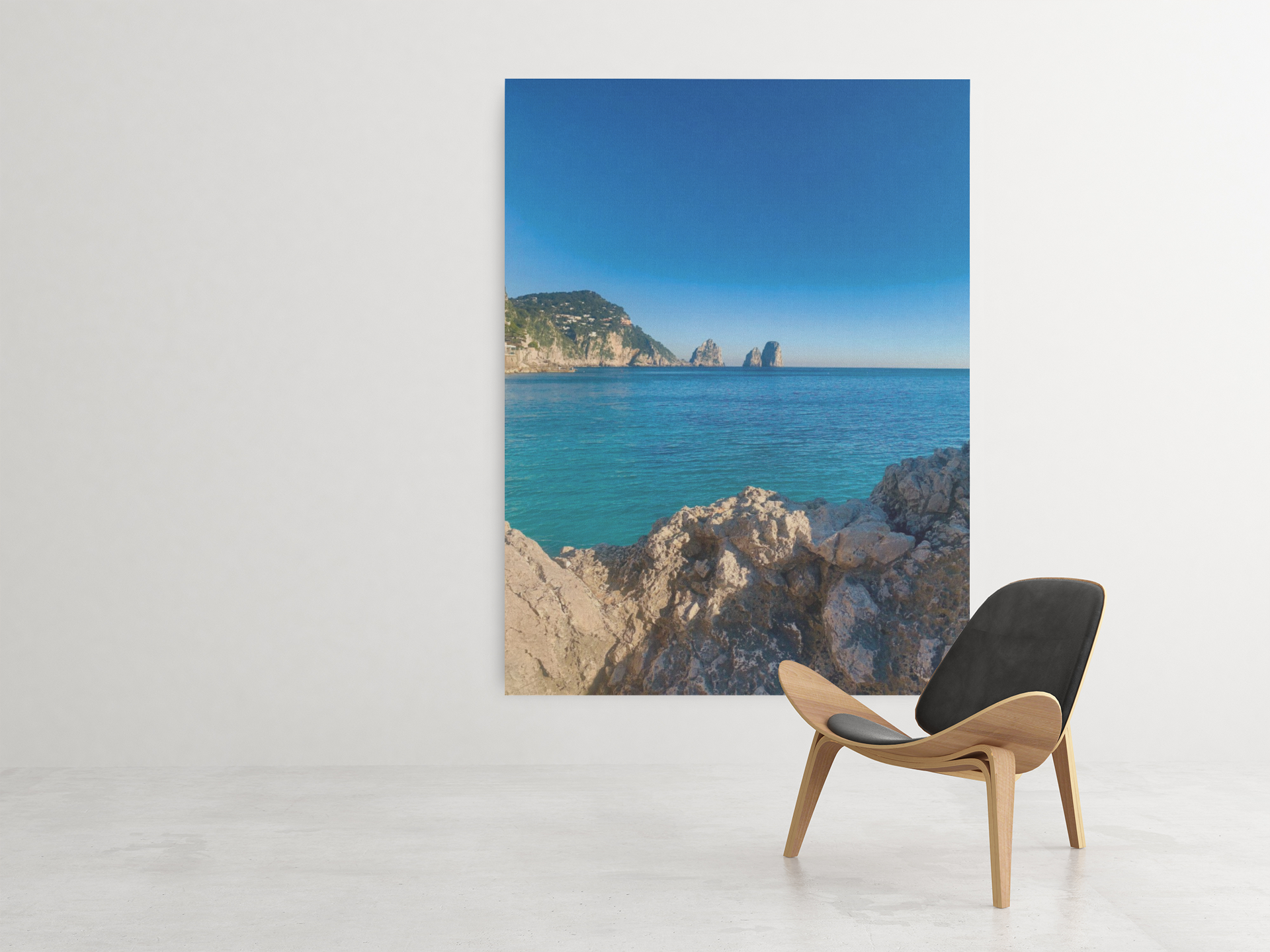 Canvas Faraglioni of Capri solitary in the Blue