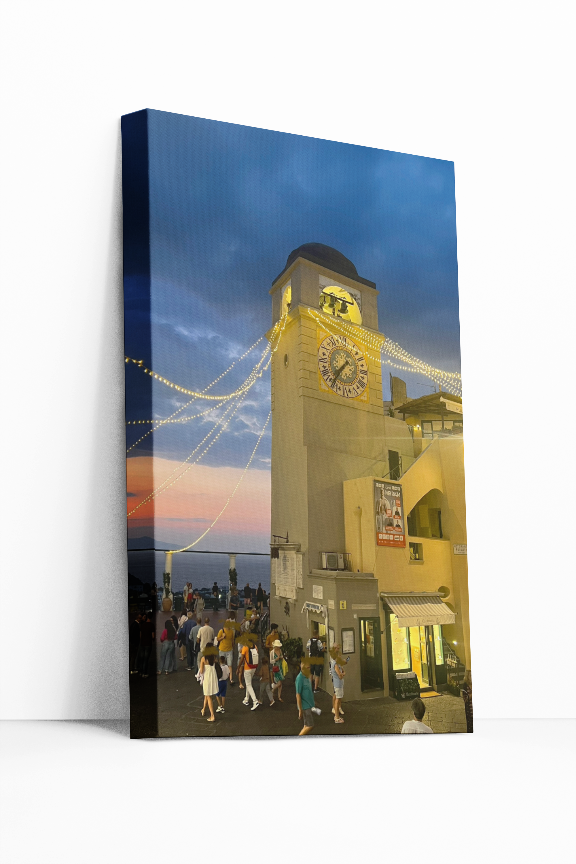 Canvas Piazzetta di Capri evening at sunset