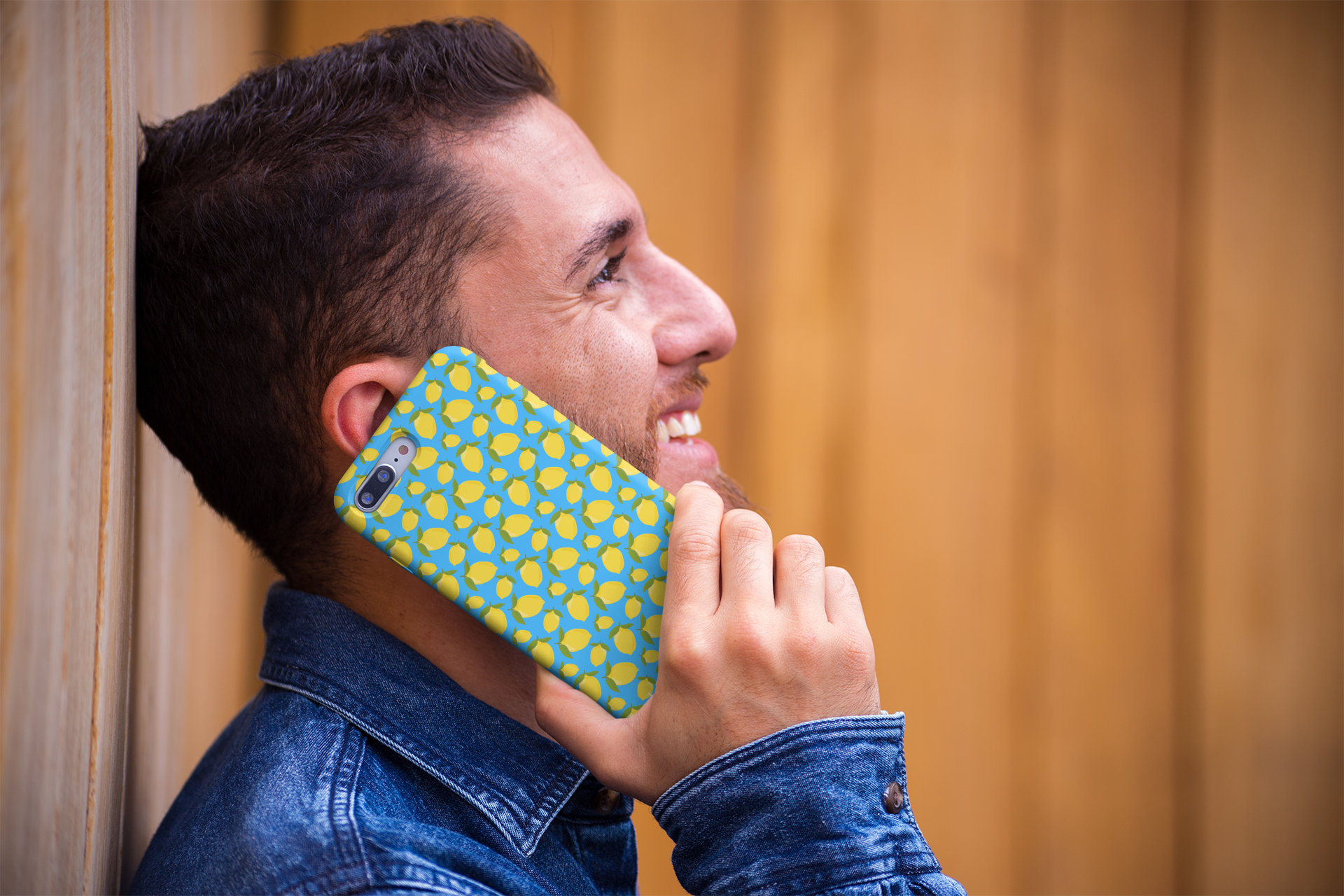 Rubber iPhone Cover LEMON BLUE CAPRI