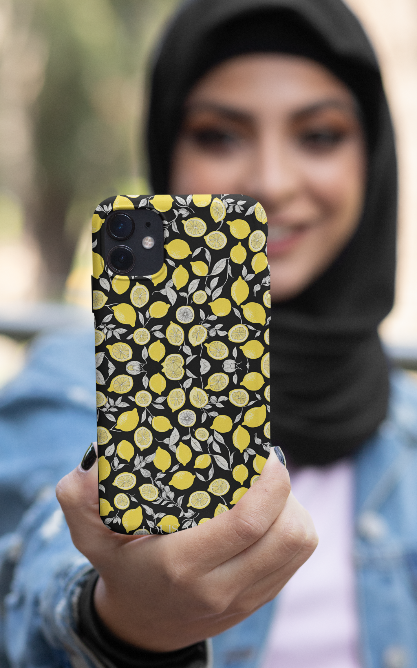 Rubber iPhone Cover Lemon Gray+black Capri