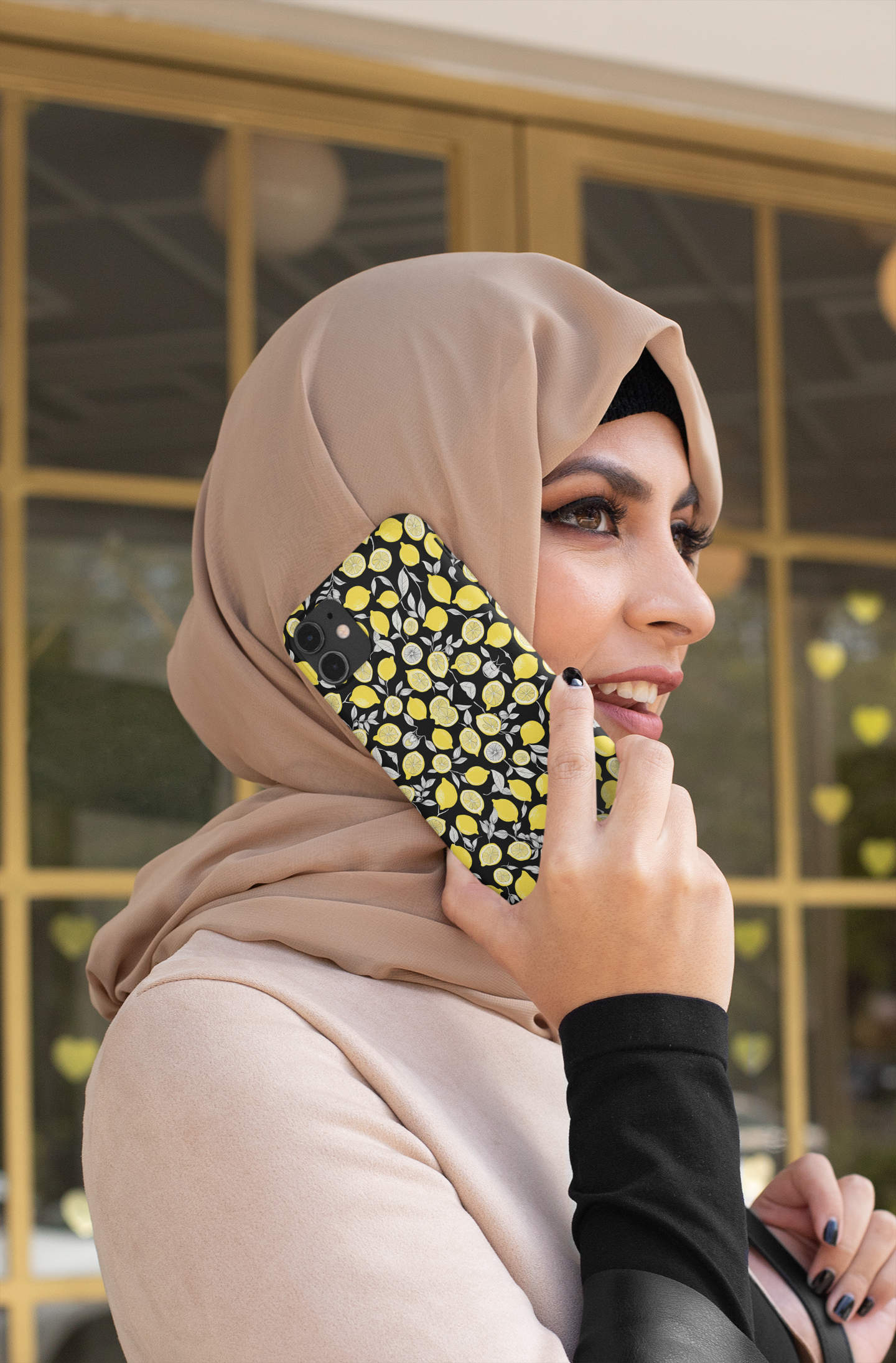 Rubber iPhone Cover Lemon Gray+black Capri