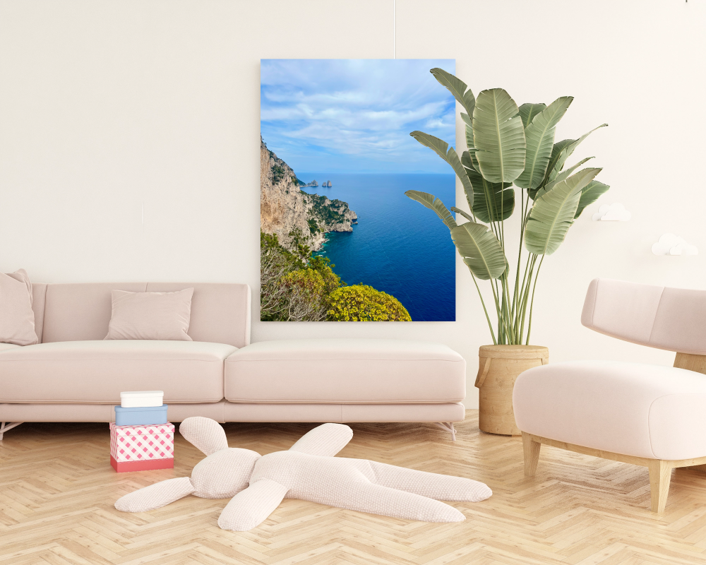 Canvas Faraglioni di Capri visti dalla Migliara in Primavera
